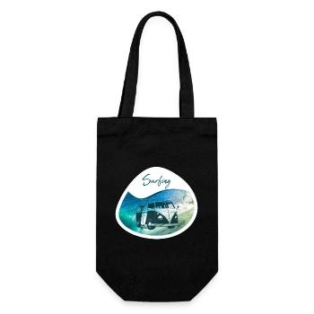 Surfing wave bus - design - Gift Bag for Bottles - black - Front