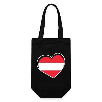 Österreich Flaggenherz - Geschenkbeutel für Flaschen - Schwarz - Vorne