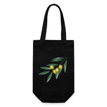 Branche d'olivier aux quatre olives. Symbole de paix - Sac à bouteille - noir - Devant