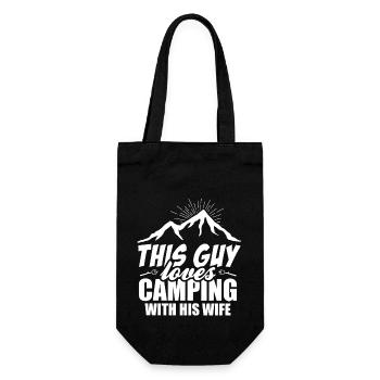 This Guy loves Camping with His Wife - Gift Bag for Bottles - black - Front