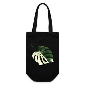 Monstera Premium Design - Geschenkbeutel für Flaschen - Schwarz - Vorne