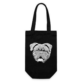Dogge Bulldogge Bordeaux Dogge Hundekopf - Geschenkbeutel für Flaschen - Schwarz - Vorne