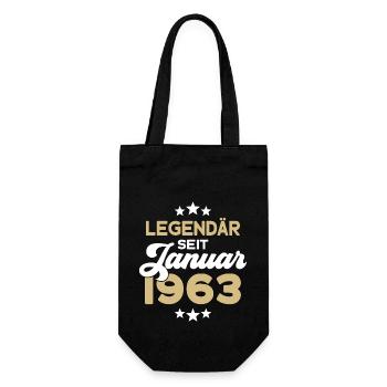 63. GEBURTSTAG LEGENDÄR SEIT JANUAR 1963 LEGENDE - Geschenkbeutel für Flaschen - Schwarz - Vorne