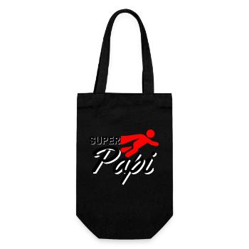 Super Papi Text mit Figur flieger rot Geschenkidee - Geschenkbeutel für Flaschen - Schwarz - Vorne