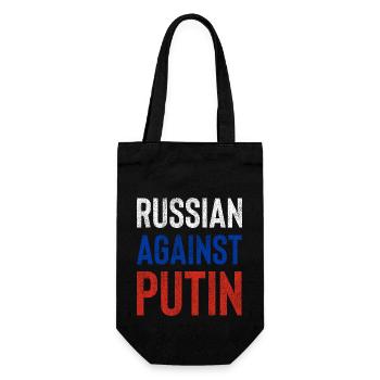 Russian against Putin russia flag grunge - Geschenkbeutel für Flaschen - Schwarz - Vorne
