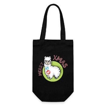 merry christmas alpaca symbol nature animals xmas - Gift Bag for Bottles - black - Front