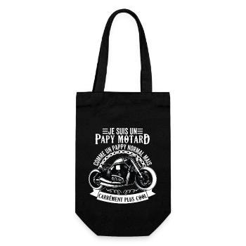 Homme Papy Motard Cadeau Humour Papou Grands Pères - Sac à bouteille - noir - Devant