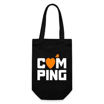 Camping Spatz Herz Camper coole Quotes Fan Urlaub - Geschenkbeutel für Flaschen - Schwarz - Vorne