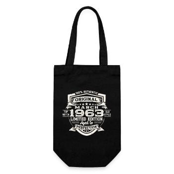60. Geburtstag Mann Original März Jahrgang 1963 - Geschenkbeutel für Flaschen - Schwarz - Vorne