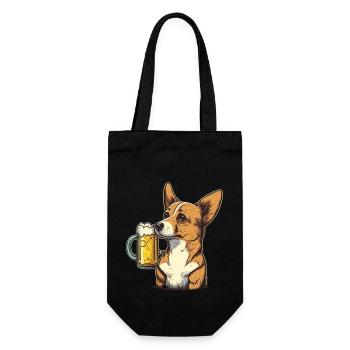 Shiba et bière. Motif amusant pour les amoureux des chiens - Sac à bouteille - noir - Devant