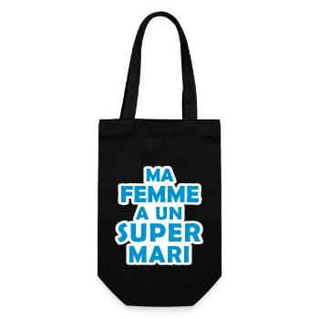 ma femme a un super mari / cadeau humour mari - Sac à bouteille - noir - Devant