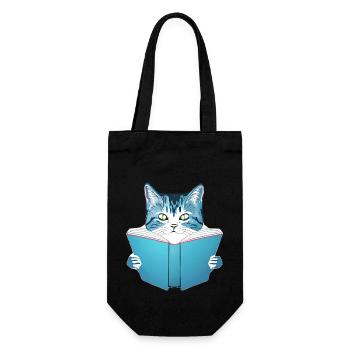 Bücher Kater Katze Lesen Kätzchen Buch Hauskatze - Geschenkbeutel für Flaschen - Schwarz - Vorne