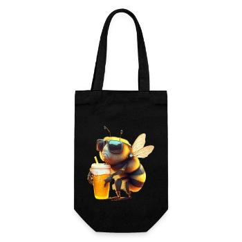Cool bee with beer and sunglasses - Gift Bag for Bottles - black - Front
