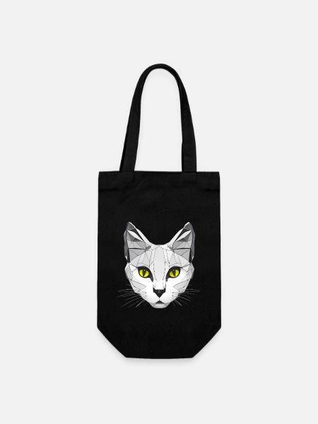 Katze Grafik Low Poly - Geschenkbeutel für Flaschen - Schwarz