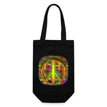 Peace [Zeichen] - Geschenkbeutel für Flaschen - Schwarz - Vorne