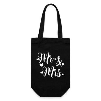 Mr And Mrs white love script - Sac à bouteille - noir - Devant