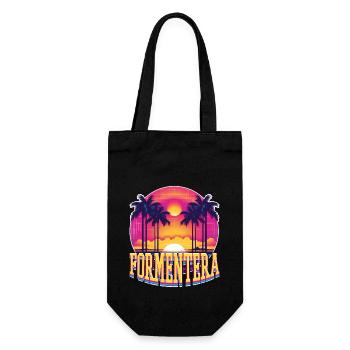 Formentera Sommer Sonne Strand Meer Palmen Urlaub - Geschenkbeutel für Flaschen - Schwarz - Vorne