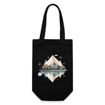Minimalistische Berge - Geschenkbeutel für Flaschen - Schwarz - Vorne
