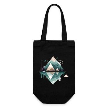 Minimalistische Berge - Geschenkbeutel für Flaschen - Schwarz - Vorne