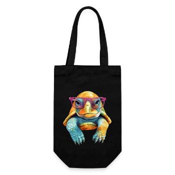 Mino the spectacled turtle - Gift Bag for Bottles - black - Front