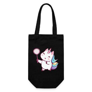 Mignonne licorne kawaii jouant au tennis de badminton - Sac à bouteille - noir - Devant