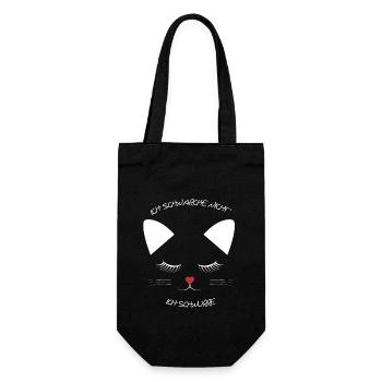 Ich schnarche nicht ich schnurre Katzengesicht - Geschenkbeutel für Flaschen - Schwarz - Vorne