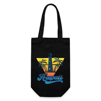 Hawaii Lighthouse Beach Design - Gift Bag for Bottles - black - Front