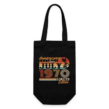 Juli 1970 Juli Geburtstagsgeschenk Juli 1970 - Geschenkbeutel für Flaschen - Schwarz - Vorne