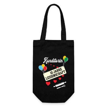 Konditorin Jubiläum 10 Jahre Konditorei Bäckerei - Geschenkbeutel für Flaschen - Schwarz - Vorne