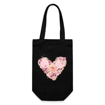 belle composition de coeur de fleurs roses - Sac à bouteille - noir - Devant