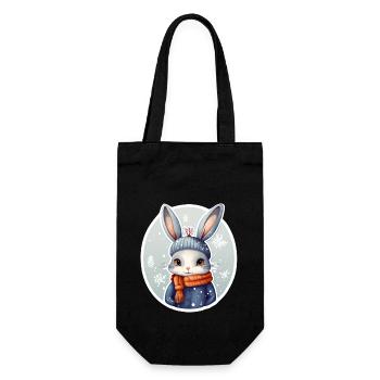 Schnee-Hase - Geschenkbeutel für Flaschen - Schwarz - Vorne