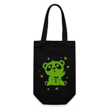 Bär - Panda Wald Natur Freiheit wild - Geschenkbeutel für Flaschen - Schwarz - Vorne