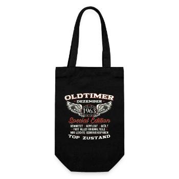 60. Geburtstag Oldtimer Dezember Jahrgang 1963 - Geschenkbeutel für Flaschen - Schwarz - Vorne