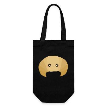 kawaii croissant - Gift Bag for Bottles - black - Front