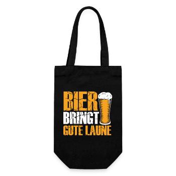 Bier bringt gute Laune, Humor, Spaß, Fun, Genuss, - Geschenkbeutel für Flaschen - Schwarz - Vorne