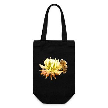 Honigbiene auf einer Blüte, A733151 - Geschenkbeutel für Flaschen - Schwarz - Vorne