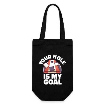 Your hole Is My Goal Cornhole Corn hole Säcke - Geschenkbeutel für Flaschen - Schwarz - Vorne