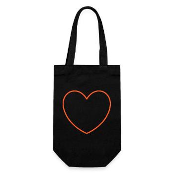Orange on black heart outline - Gift Bag for Bottles - black - Front
