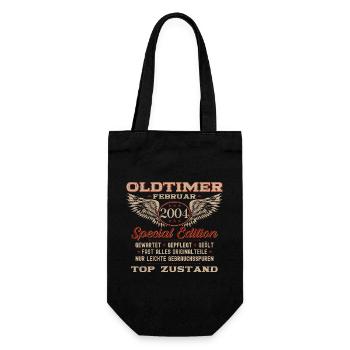 20. Geburtstag Oldtimer Februar Jahrgang 2004 - Geschenkbeutel für Flaschen - Schwarz - Vorne