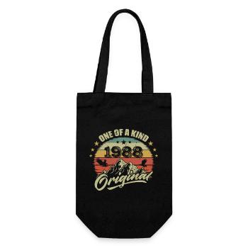1988 Vintage Birthday 1988 Retro Born in 1988 - Gift Bag for Bottles - black - Front