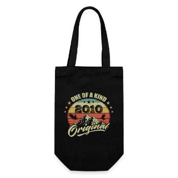 2010 Geburtstag Jahrgang 2010 Retro geboren im Jahr 2010 - Geschenkbeutel für Flaschen - Schwarz - Vorne