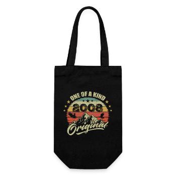 2008 Geburtstag Jahrgang 2008 Retro geboren im Jahr 2008 - Geschenkbeutel für Flaschen - Schwarz - Vorne