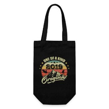 2019 Vintage Geburtstag 2019 Retro Geboren im Jahr 2019 - Geschenkbeutel für Flaschen - Schwarz - Vorne
