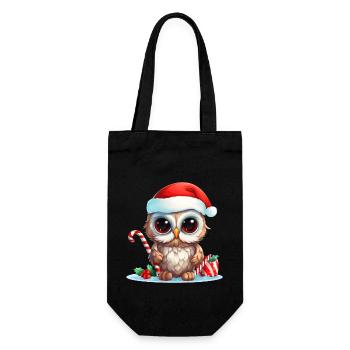 Christmas Owl - Gift Bag for Bottles - black - Front