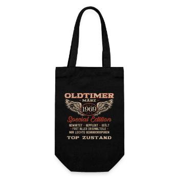 55. Geburtstag Oldtimer März Jahrgang 1969 - Geschenkbeutel für Flaschen - Schwarz - Vorne