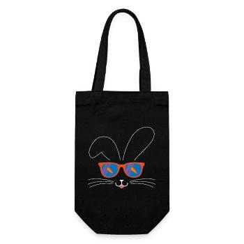 Osterhase lustig mit Sonnenbrille funny Bunny - Geschenkbeutel für Flaschen - Schwarz - Vorne