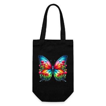 Schmetterlingsblumen Tulpen Tulpe Holland - Geschenkbeutel für Flaschen - Schwarz - Vorne