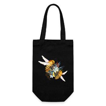 Two flying bees hand drawn - Gift Bag for Bottles - black - Front