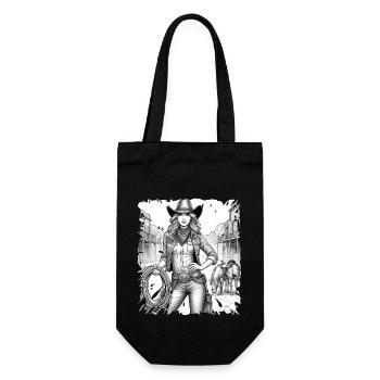 western vintage cowboy girl american wild west - Gift Bag for Bottles - black - Front