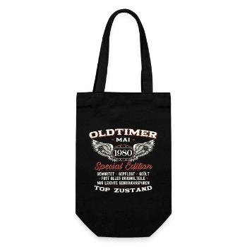 Oldtimer Mai 1980 Jahrgang 1980 Geburtstag 1980 - Geschenkbeutel für Flaschen - Schwarz - Vorne